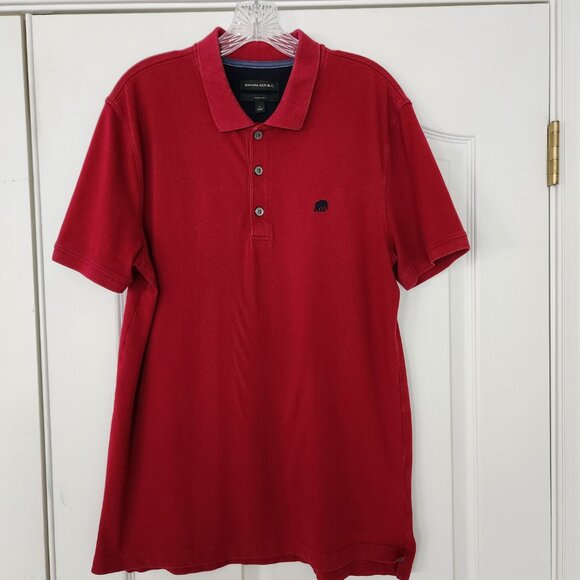 Banana Republic Men’s LG Slim Fit Golf/Polo Short Sleeve Collared Shirt Dark Red - Picture 1 of 8